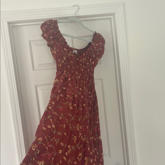 Danielle Bernstein Red Smocked Puff Sleeve Sundress, M - Picture 4 of 4